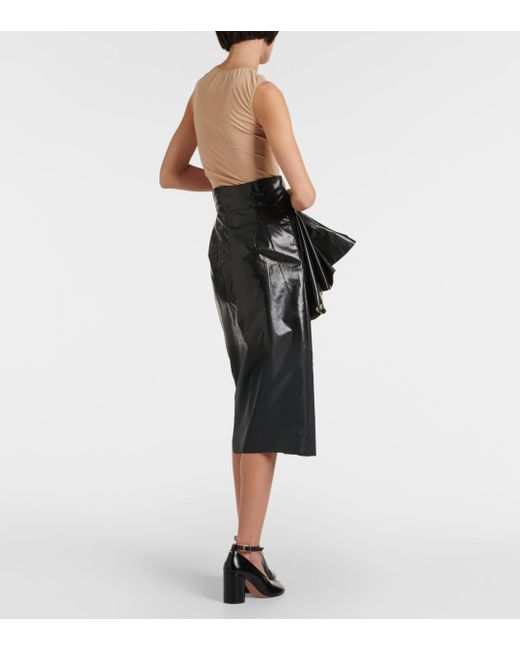 Maison Margiela Black High-rise Draped Midi Skirt
