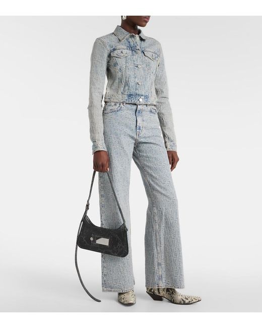 Acne Gray Monogram High-Rise Wide-Leg Jeans