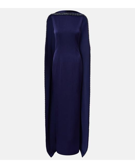 Roland Mouret Blue Verzierte Robe Aus Crepe