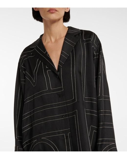 Totême Black Monogram Silk Shirt