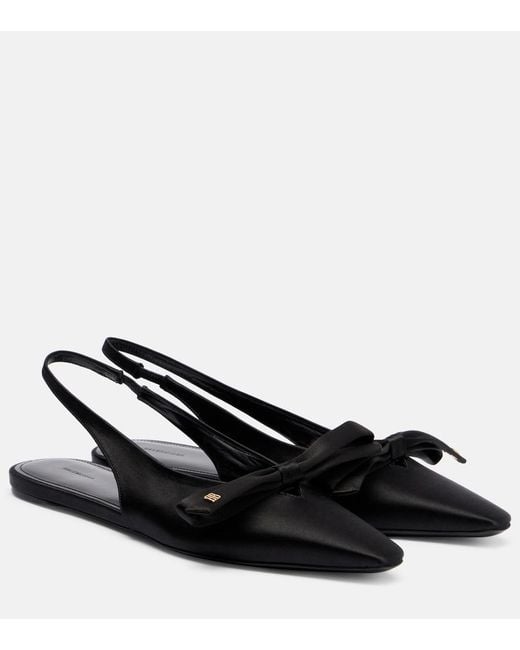 Balenciaga Black Nano Bb Satin Slingback Flats