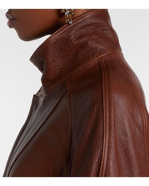 Nour Hammour Brown Ariste Leather Jacket