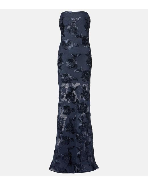 ROTATE BIRGER CHRISTENSEN Blue 3D Mesh Maxi Dress