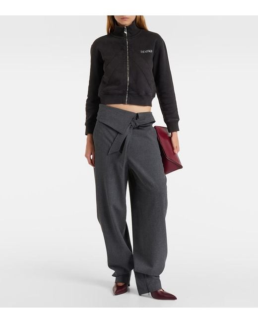 The Attico Black Cropped Cotton Sweatshirt