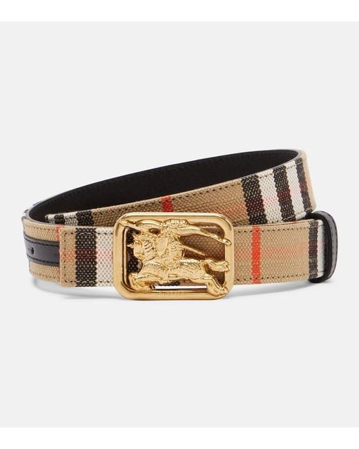 Burberry Brown Ekd Check Reversible Belt