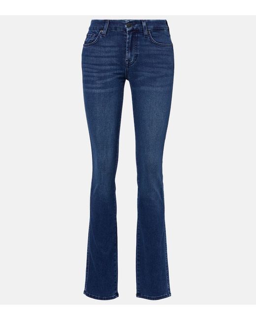 7 For All Mankind Blue Kimmie Mid-Rise Straight Jeans