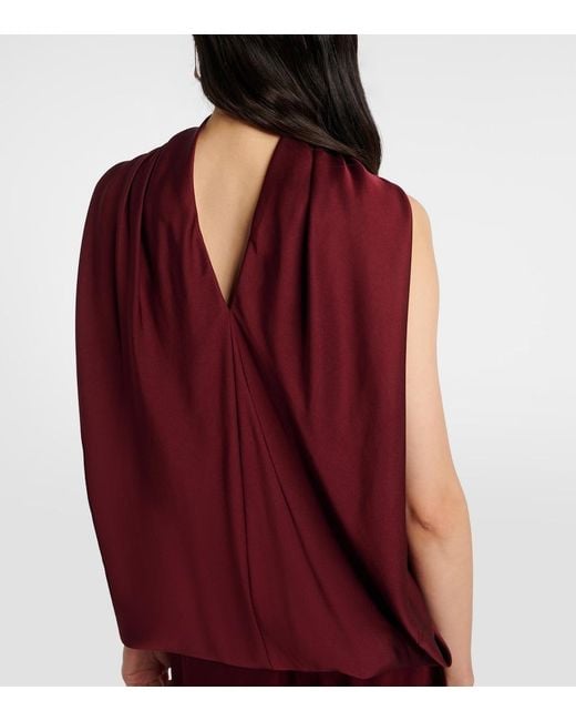 Jonathan Simkhai Red Scarlett Caped Satin Top