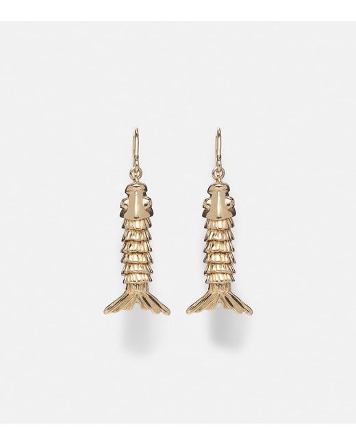 Sydney Evan White Moving Fish 14Kt Earrings With Diamonds