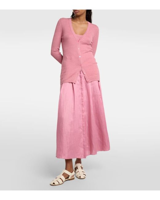 Falda midi Dugald de lino Gabriela Hearst de color Pink