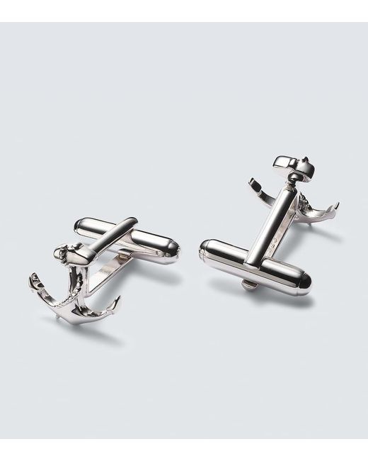 Mateo Manschettenknoepfe Anchor Aus Sterlingsilber, Rhodiniert in Metallic für Herren