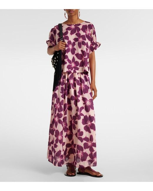 Velvet Red Jess Floral Cotton Voile Maxi Skirt