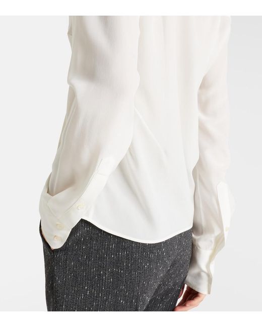 McQueen White Tie-Neck Crepe De Chine Blouse
