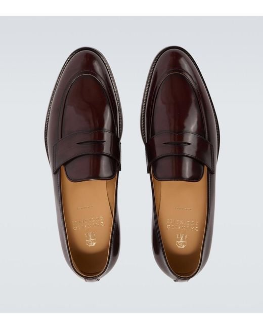 Brunello Cucinelli Brown Leather Penny Loafers for men