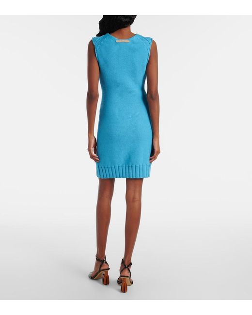 J.W. Anderson Blue Knitted Cotton And Wool Minidress