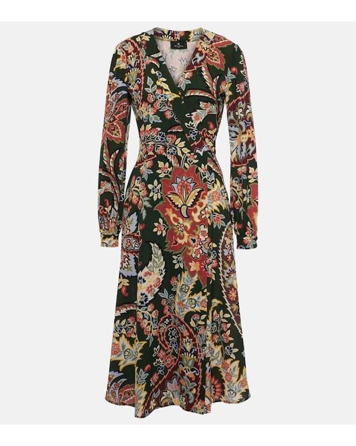 Abito A Portafoglio Con Stampa di Etro in Multicolor