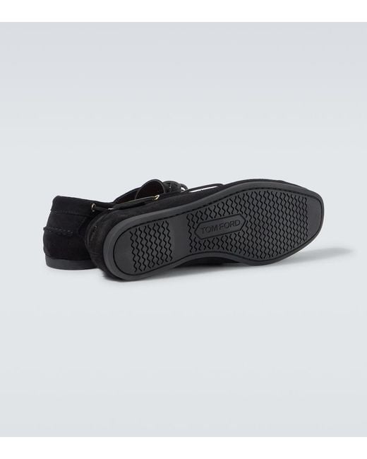 Tom Ford Black Robin Suede Boat Shoes for men