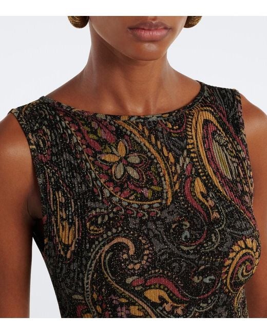 Etro Multicolor Printed Ribbed-Knit Maxi Dress