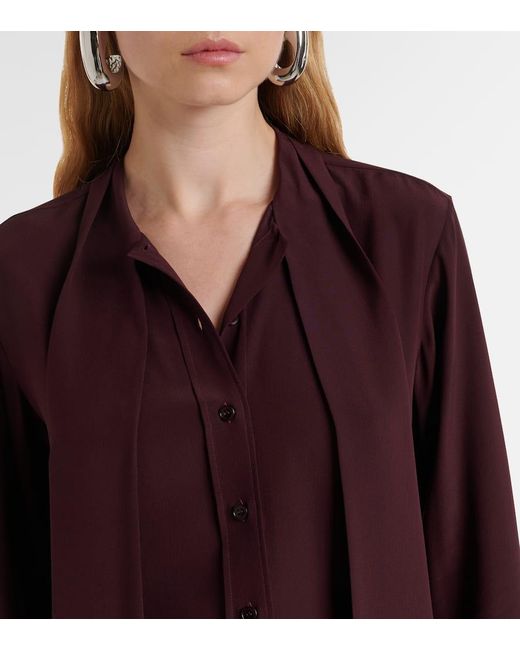 Stella McCartney Purple Tie-Neck Silk Blouse