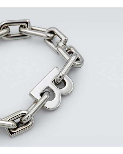 Balenciaga Metallic B Chain Thin Bracelet for men