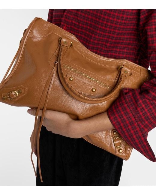 Balenciaga Brown Le City Medium Leather Top-Handle Bag