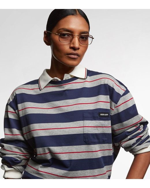 Miu Miu Metallic Logo Rectangular Sunglasses