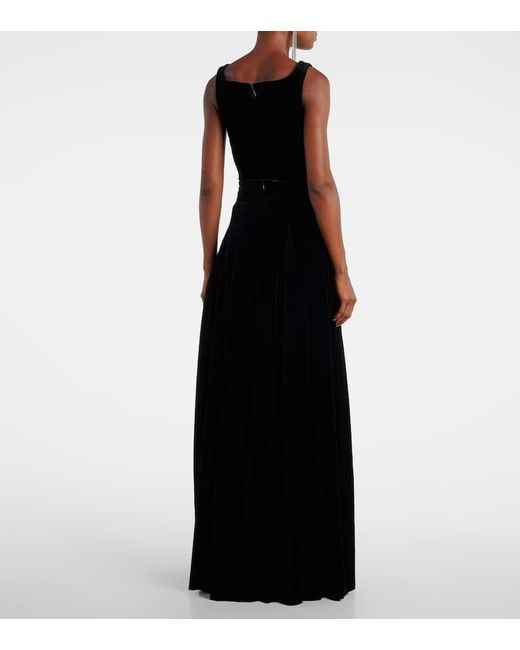 Max Mara Black Cotton Velvet Maxi Skirt