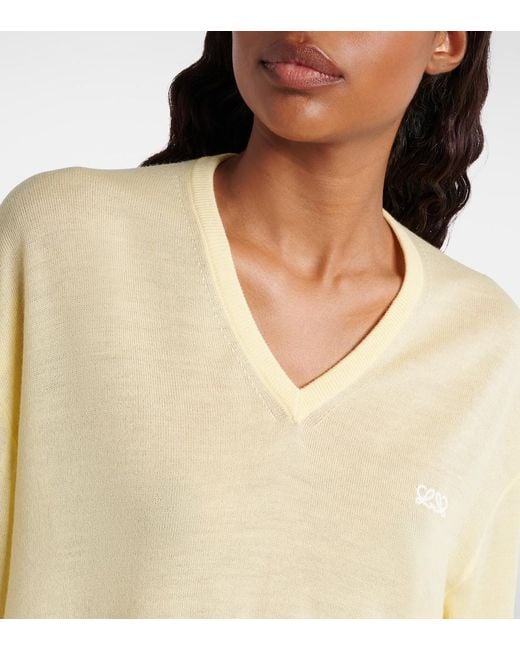 Loewe Yellow Double L Asymmetric Wool Sweater