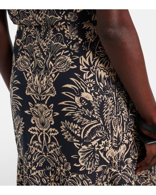 Ulla Johnson Black Clarisse Printed Cotton Poplin Midi Skirt