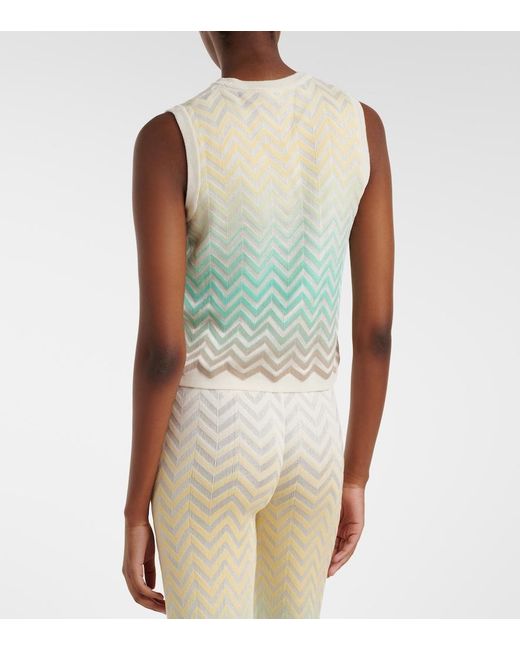 Missoni Blue Zigzag Cotton-Blend Top