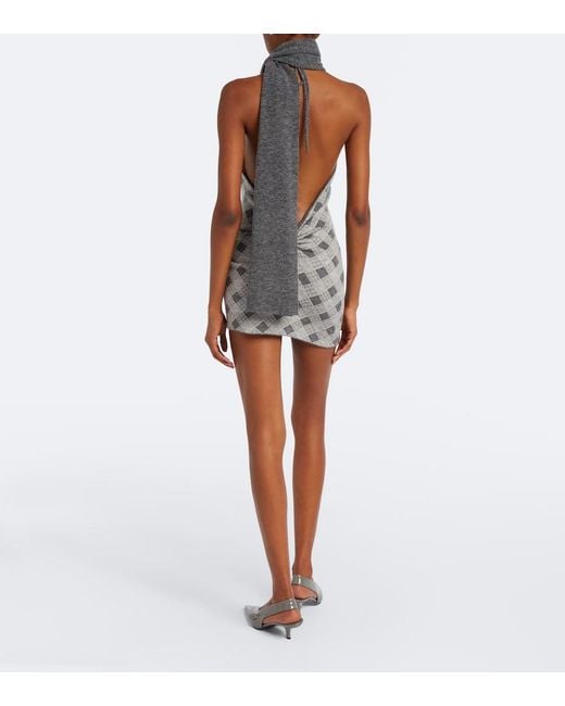 AYA MUSE Gray Axis Wool-Blend Minidress