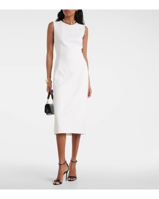 Dolce & Gabbana White Wool Midi Dress
