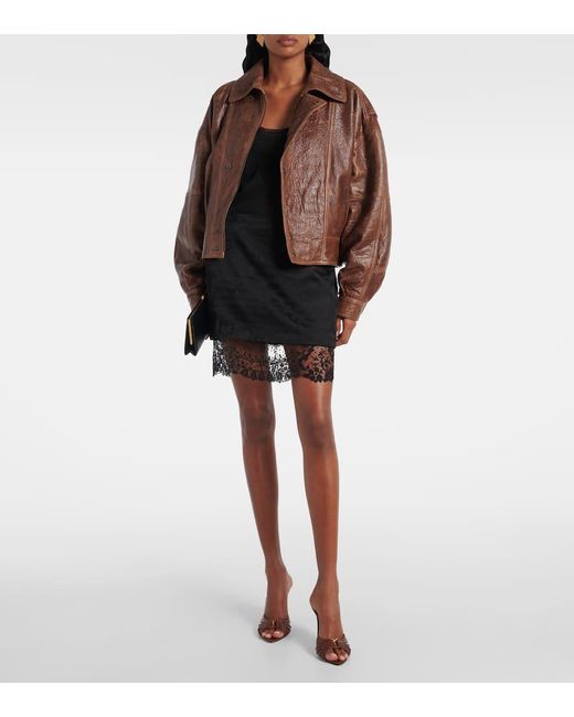 Saint Laurent Brown Pantoletten Babylone Cassandre 90 Aus Leder