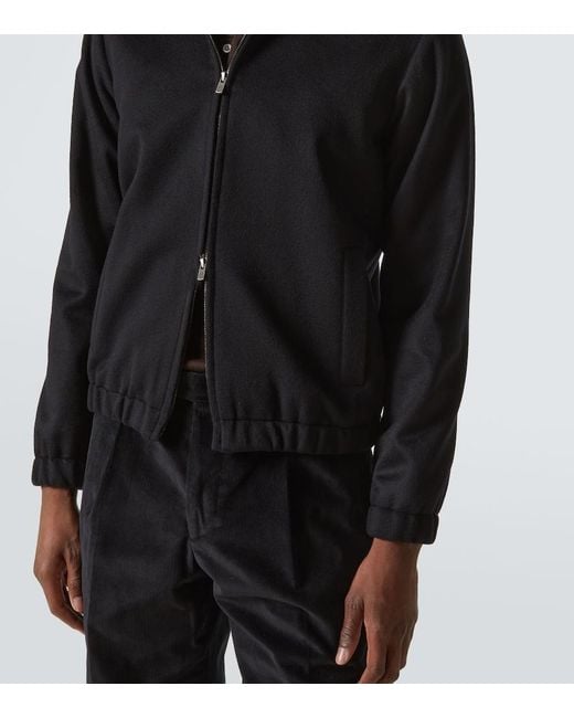 Saman Amel Blue Camillo Cashmere Bomber Jacket for men