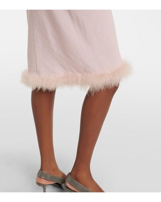 Dorothee Schumacher Pink Soft Vibes Feather-Trimmed Midi Skirt