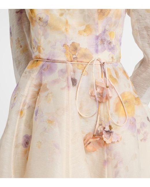 Zimmermann Natural Memento Linen And Silk Minidress