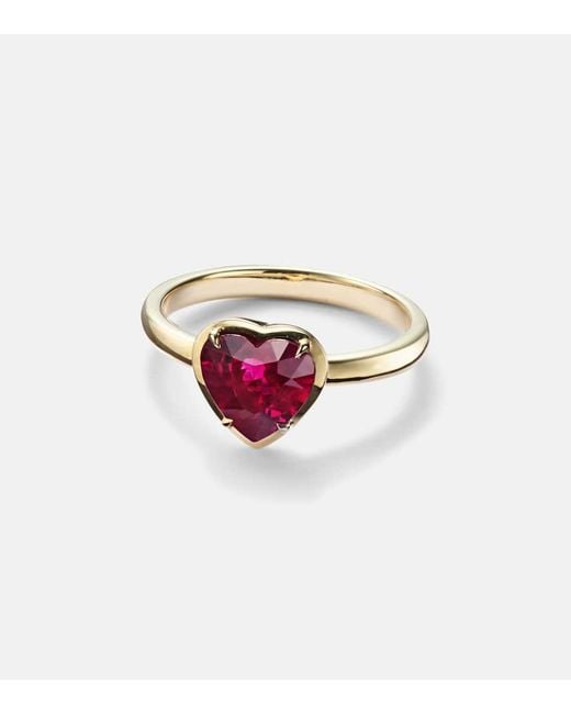 Bague Heart En Or 18 Ct Et Rubis Anita Ko en coloris White