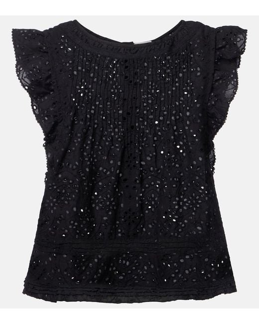 Poupette Blue Broderie Anglaise Cotton Top