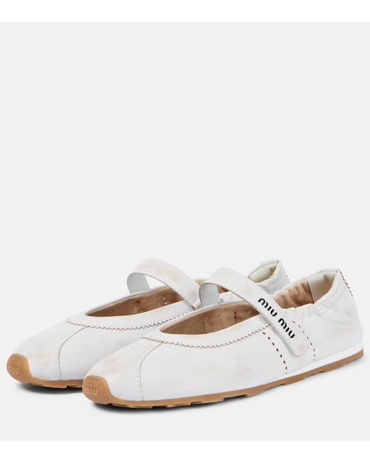 Ballerine Mary Jane di Miu Miu in White