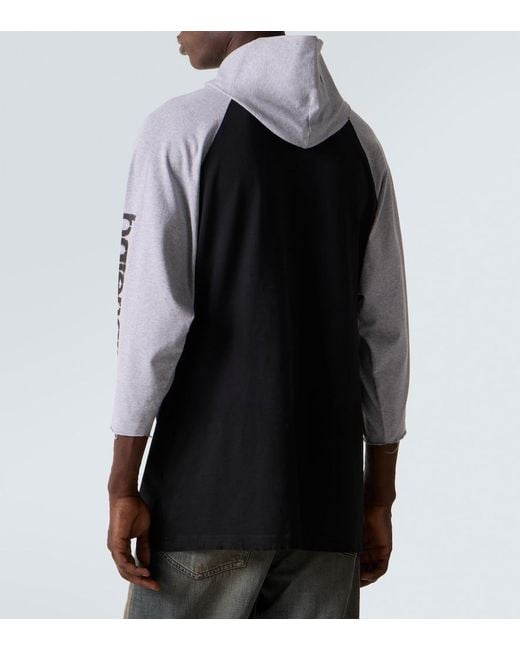 Balenciaga Black Hooded Cotton-Blend Jersey T-Shirt for men