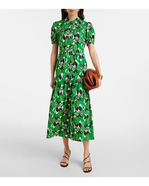 Diane von Furstenberg Green Jonah Printed Cotton Maxi Dress