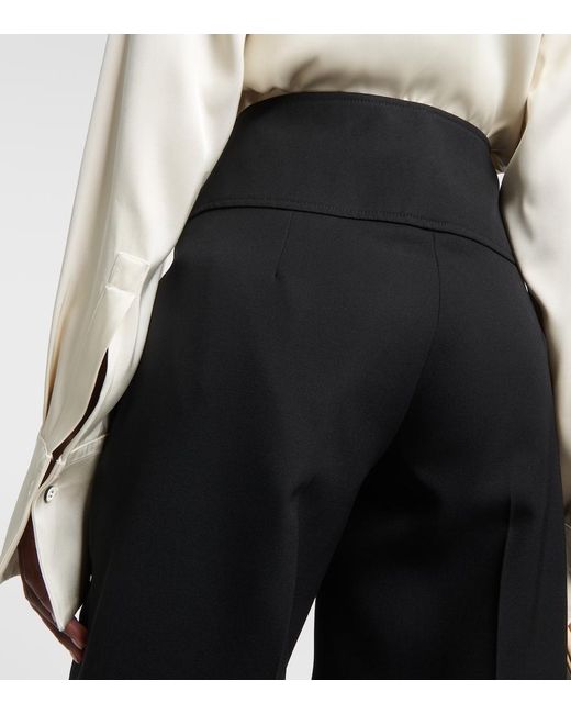 Jil Sander Black High-Rise Wool Wide-Leg Pants