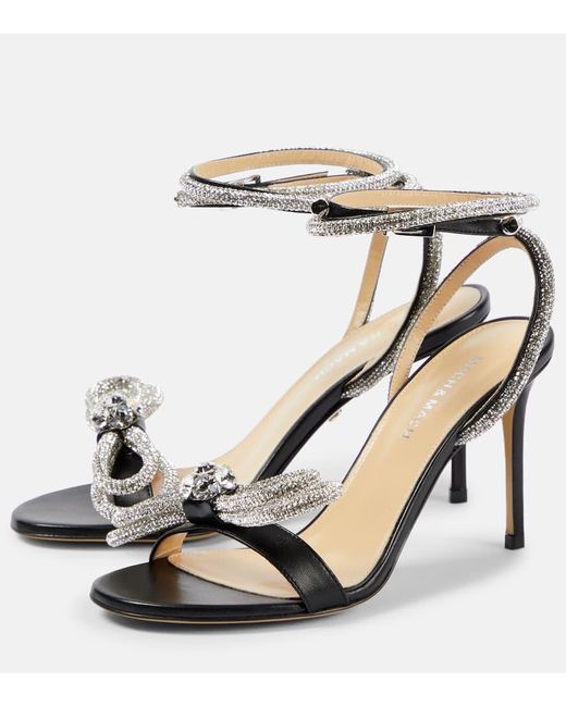 Mach And Mach Double Bow 95 Leather Sandals In Metallic Lyst