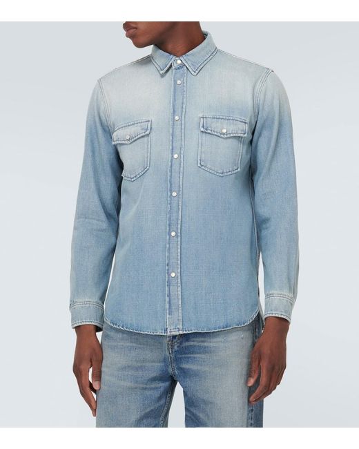 Camicia di jeans di Saint Laurent in Blue da Uomo