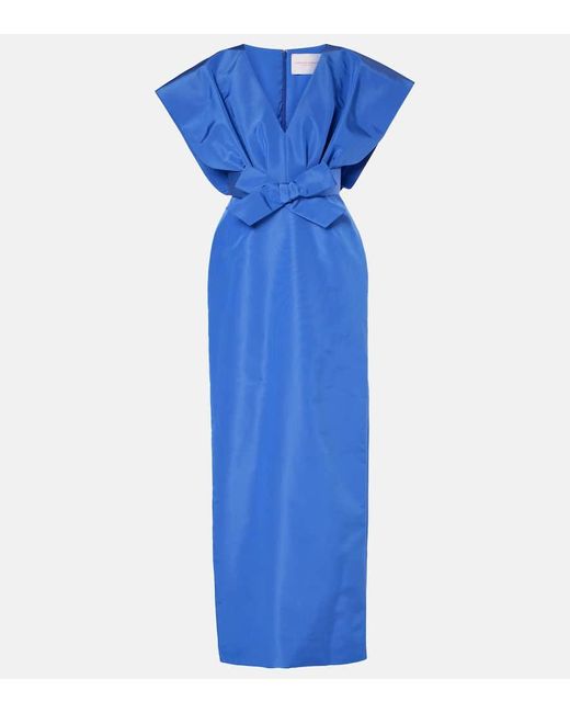 Carolina Herrera Blue Bow-Detail Silk Faille Gown