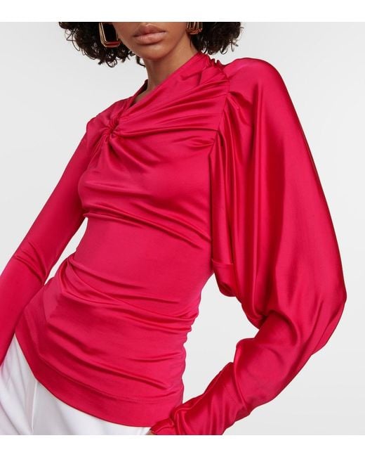 Victoria Beckham Pink Gathered Jersey Top