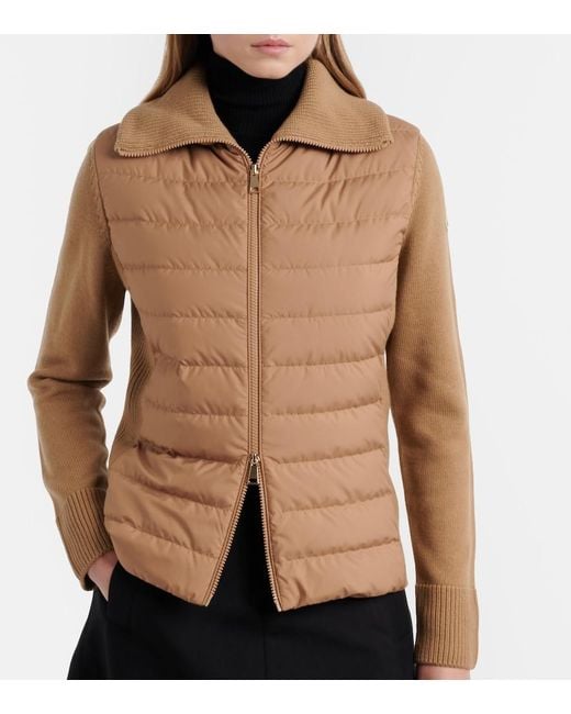 Moncler Brown Down-Paneled Wool Cardigan