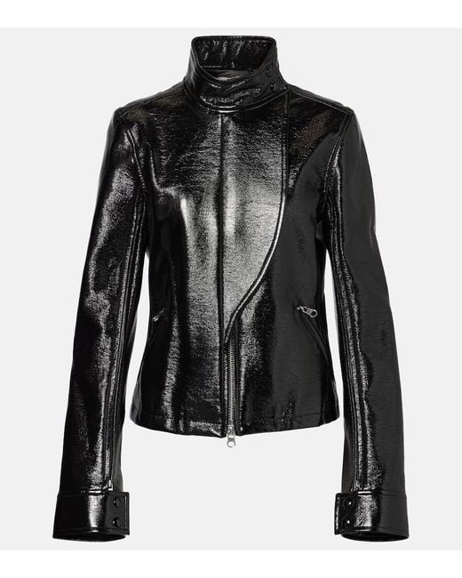 Courreges Black Beschichtete Bikerjacke Aus Canvas