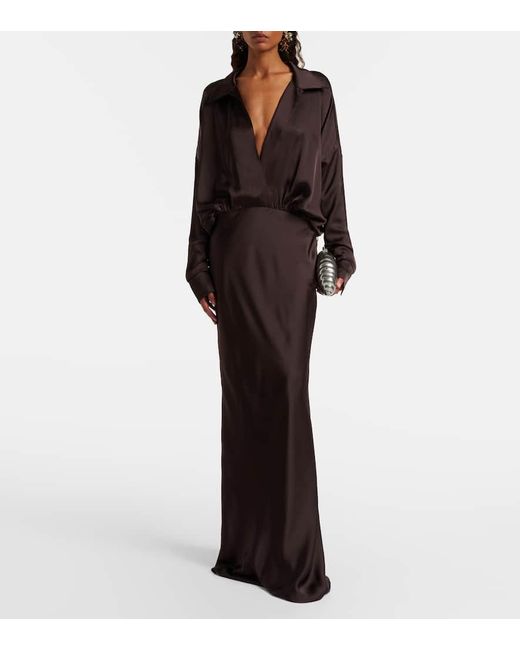 Norma Kamali Brown Robe Aus Satin