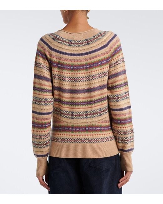 Polo Ralph Lauren Pink Fair Isle Jacquard Wool-Blend Cardigan