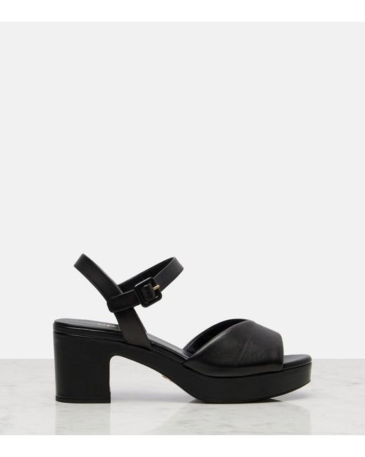 Prada Black Leather Platform Sandals